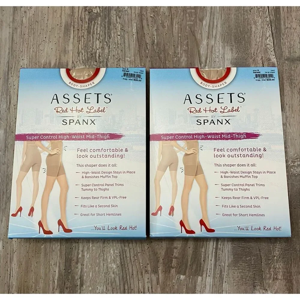 Assets Red Hot Label by Spanx High Waist Mid Thigh Set of 2 Body Shaper Plus Siz